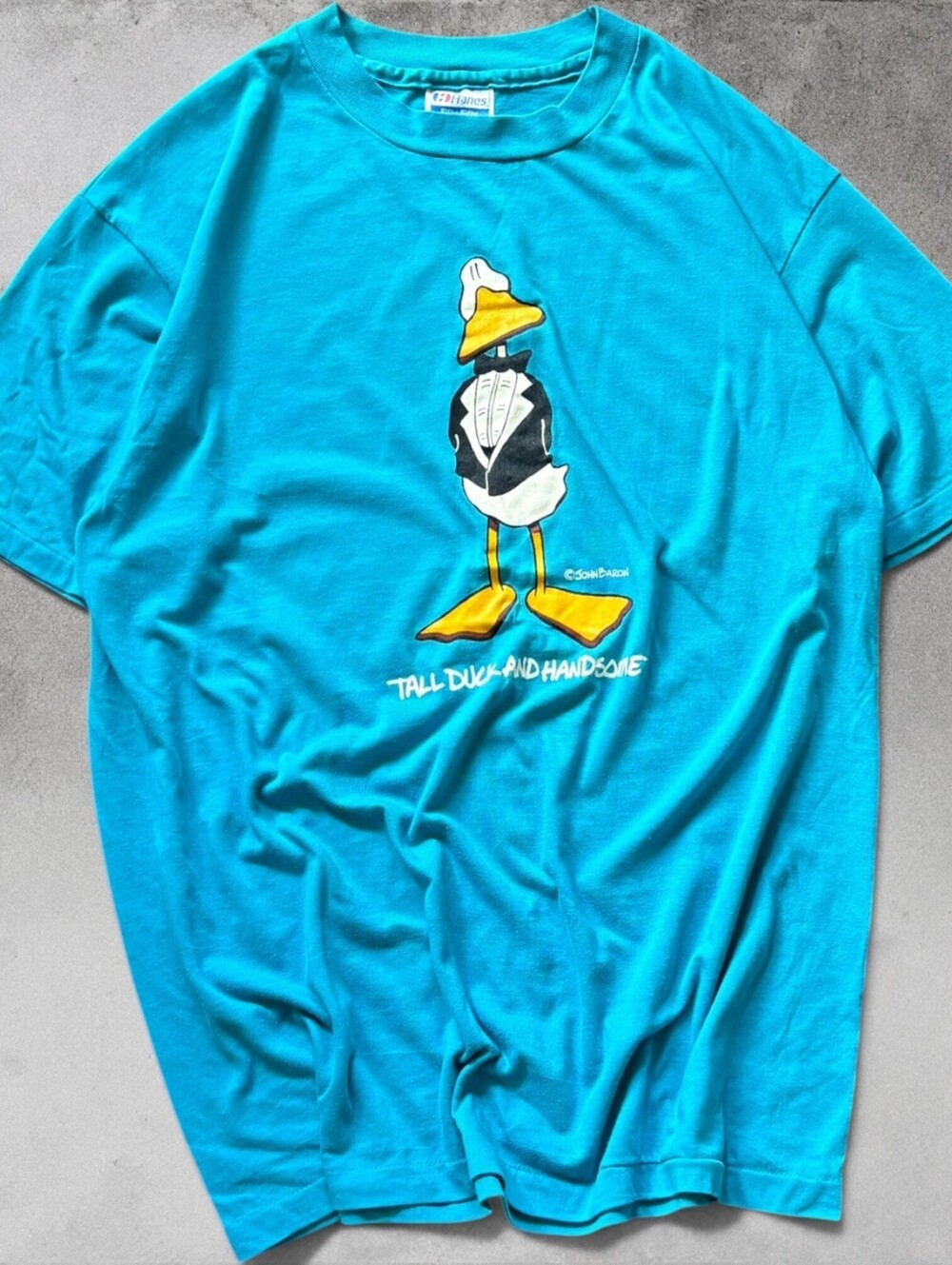 Vintage 90s Tall Duck And Handsome Cartoon Graphic Shirt Sz Mens XL Made in USA